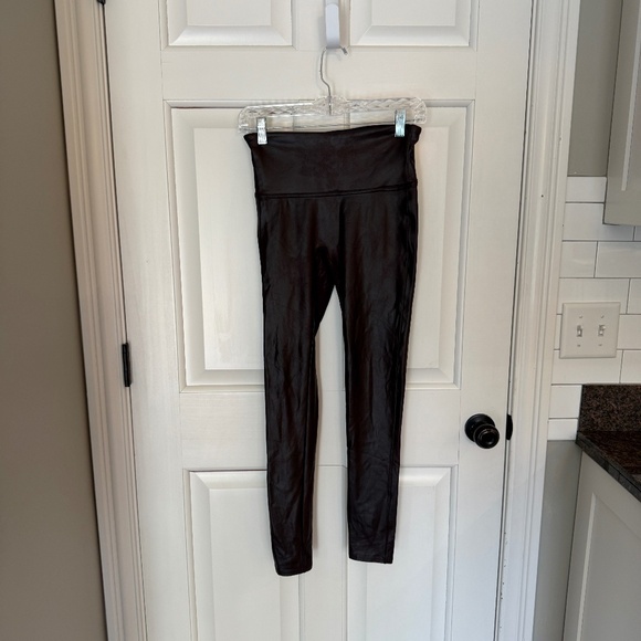 SPANX Faux Leather Leggings Burgundy Brown 45488 - Picture 6 of 13